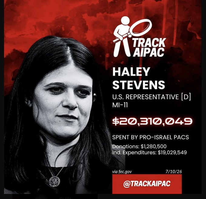 _DestroyMode's tweet photo. @HaleyforMI Where does all that dark money from AIPAC place you? https://t.co/rwGhs0A8YK