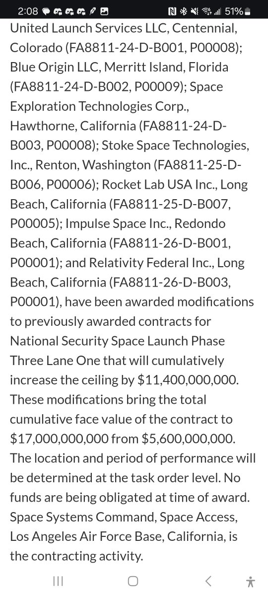 JacobKeeton20's tweet photo. $RKLB $SPCX 
NSSL funding pool ceiling lifted to $17B from $5.6B previously https://t.co/MtJqqwzG2Q