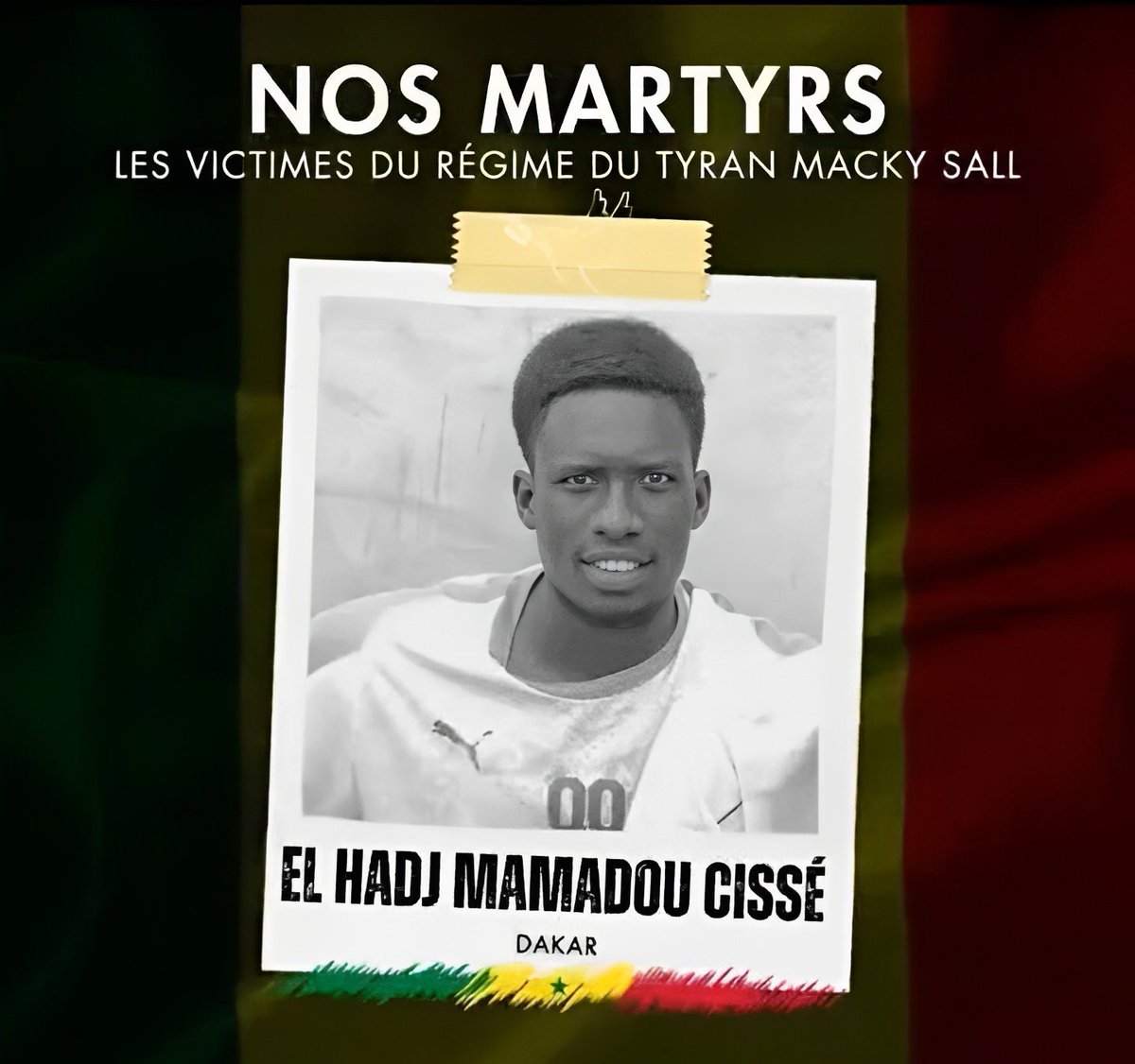 Rassoul__ly's tweet photo. 📌🚨 El Hadji Mamadou Cissé dit Buur Joie.
Ni lui, ni les autres ne tomberont dans l’oubli ✊🏻
Justice pour nos martyrs 🇸🇳 https://t.co/4MSjMIZJem