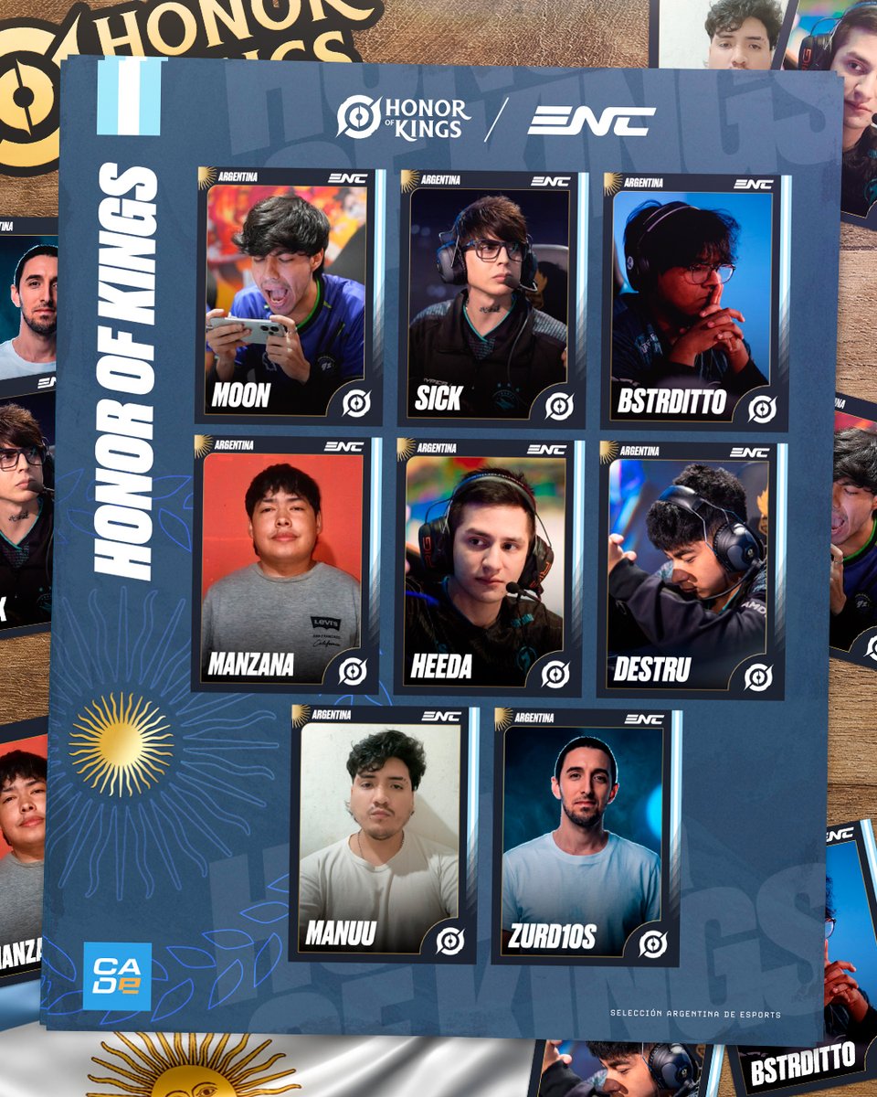 ARGEsportsTeam's tweet photo. ¡HONRAREMOS A LA PATRIA TAMBIÉN EN HONOR OF KINGS! 🇦🇷

Súbanse a la Zurdoneta junto a nuestros representantes para @ENC_EN: 

🇦🇷@moonsitoMID
🇦🇷@sickcit0
🇦🇷@bstrditto
🇦🇷@manzanitahok
🇦🇷@heedamobas
🇦🇷@destruezz
🇦🇷@manuvuu8
🇦🇷@zurd10scoach

Las qualys se jugarán este domingo junto a la Scaloneta. Elijo creer ✨️