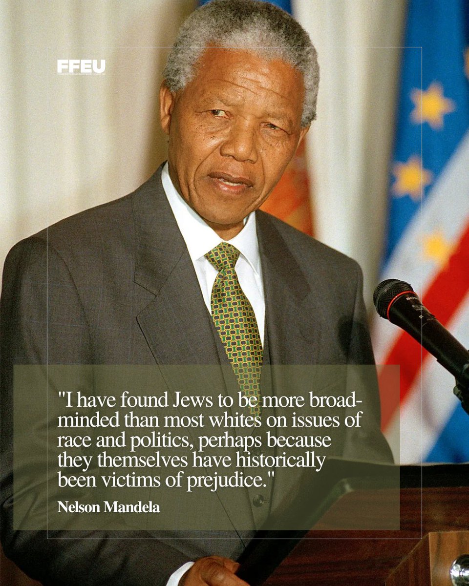 FFEUnyc's tweet photo. "I have found Jews to be more broad-minded than most whites on issues of race and politics, perhaps because they themselves have historically been victims of prejudice." Nelson Mandela, in his autobiography.

Mandela Day, July 18. At his 1963 trial, where the state wanted him dead, the man beside him was an Indian Muslim. His lawyers were Jewish South Africans and a Greek immigrant.

Different faiths, one belief: the country belonged to everyone.

#MandelaDay #NelsonMandela