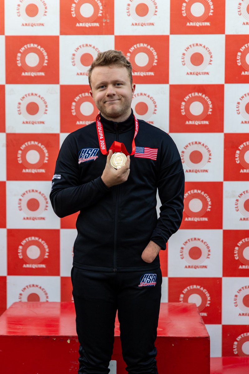 USAShooting's tweet photo. 🇺🇸 Another GOLD for Team USA! 

Ben Hays earns 🥇in R4 10m Air Rifle Standing SH2!

#gold #airrifle #peru https://t.co/QfNSfHPcHL