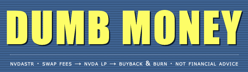 DumbMoneyGroup's tweet photo. Too smooth-brained for stock market jargon? Tired of staring at charts and crying over portfolios?

Good news: We optimized finance for the professionally lazy

The strategy:

1. Swap USDG for $NVDASTR

2. Go touch some grass

3. Show up once a week to claim real NVDA dividends

4. Watch the supply shrink forever while our bot does the heavy lifting

We are literally called Dumb Money. Deal with it