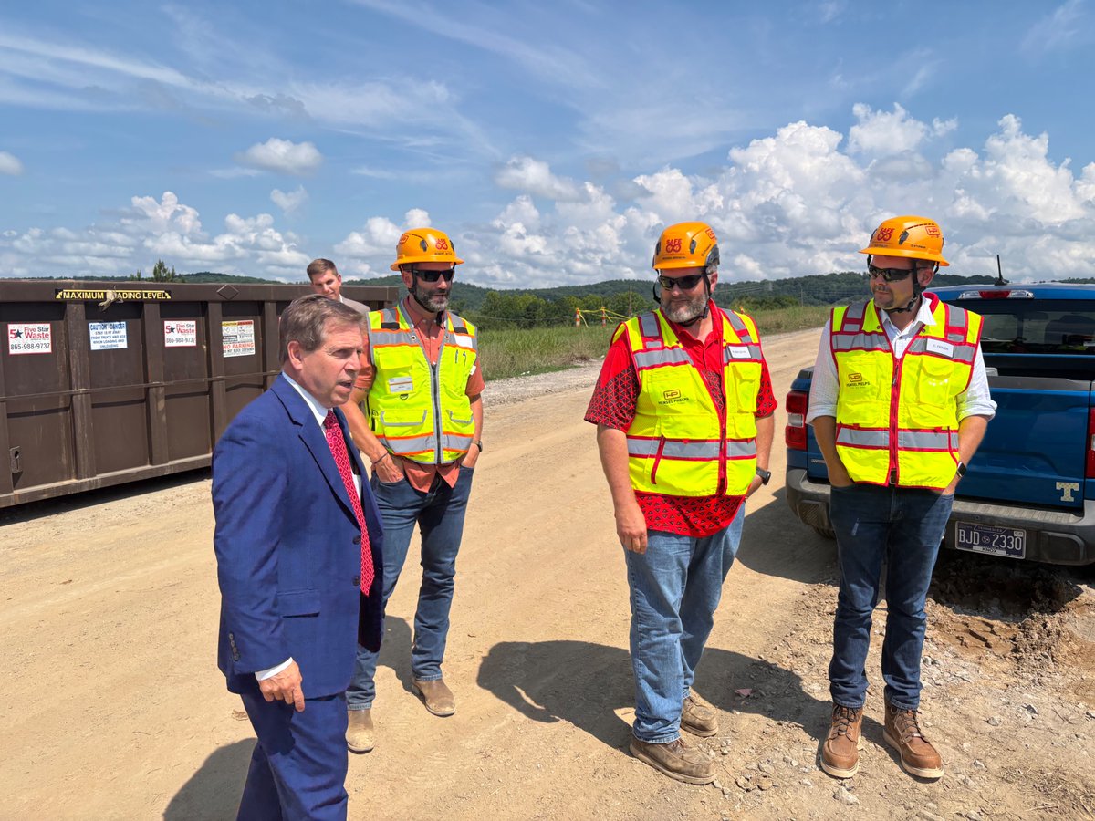 RepChuck's tweet photo. I got to see incredible progress while visiting @RadiantNuclear as they were pouring concrete for their reactor fuel facility on cleaned-up legacy land here in Oak Ridge. New nuclear is literally rising in the heart of the Manhattan Project. https://t.co/6QHzA5xvPT