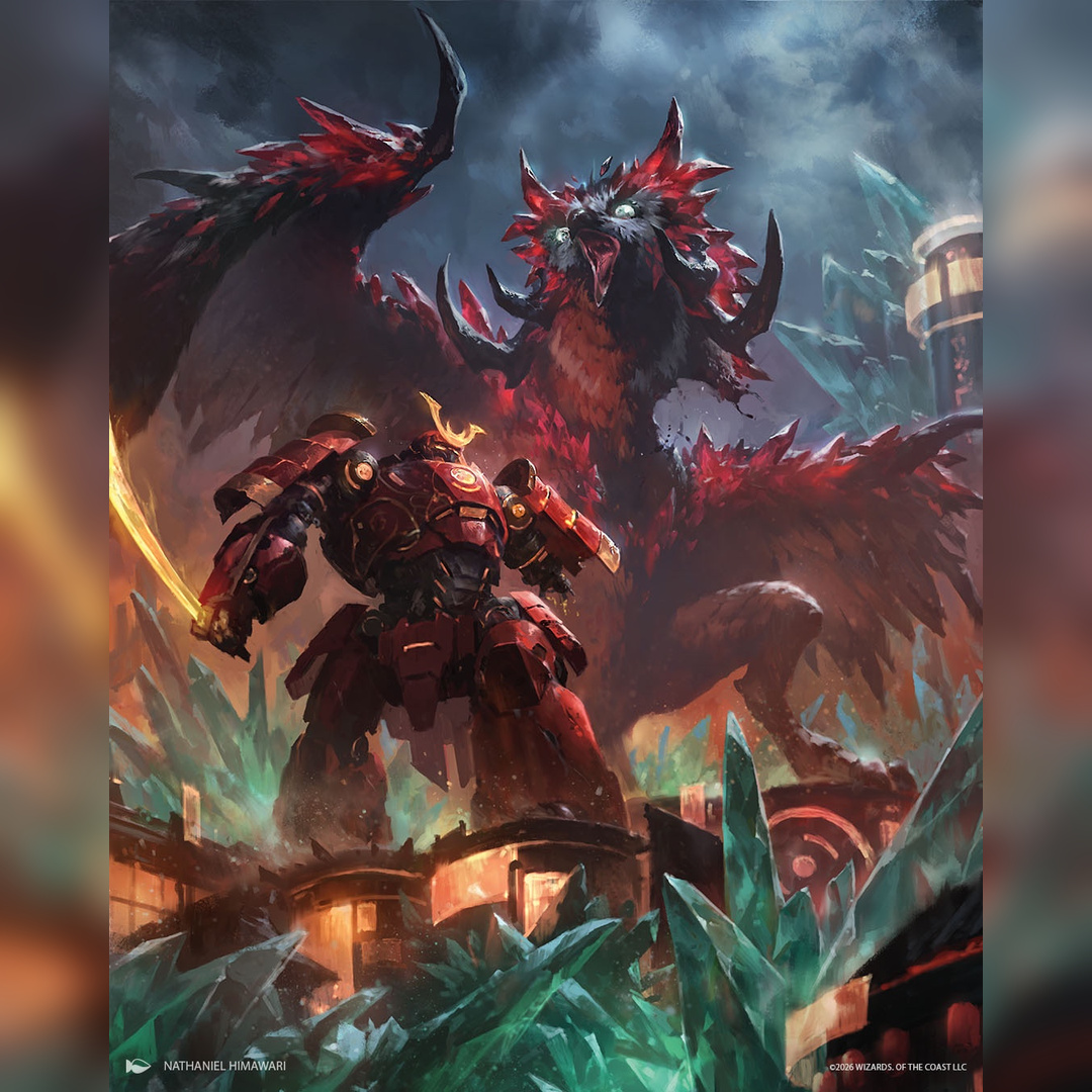 wizards_magic's tweet photo. Titans of mech and monster clash as Ikoria invades Kamigawa!

Have a sneak peek of some upcoming art from #MTGKamigawa. https://t.co/Dlzqtqek50