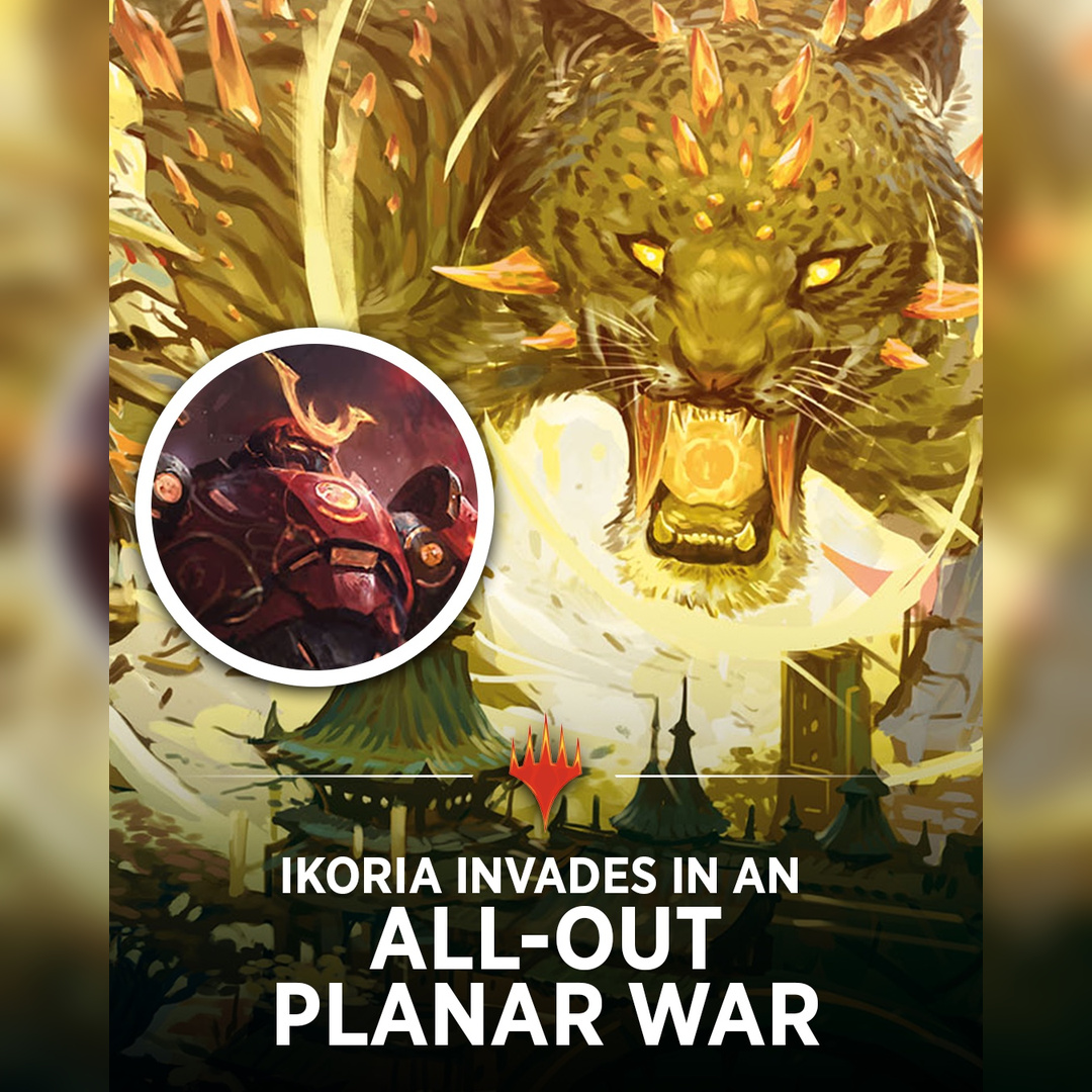 wizards_magic's tweet photo. Titans of mech and monster clash as Ikoria invades Kamigawa!

Have a sneak peek of some upcoming art from #MTGKamigawa. https://t.co/Dlzqtqek50
