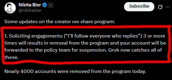 EvanMahoney_'s tweet photo. If you were removed from the X creator revenue program

This is why https://t.co/YfFtVp6sqE