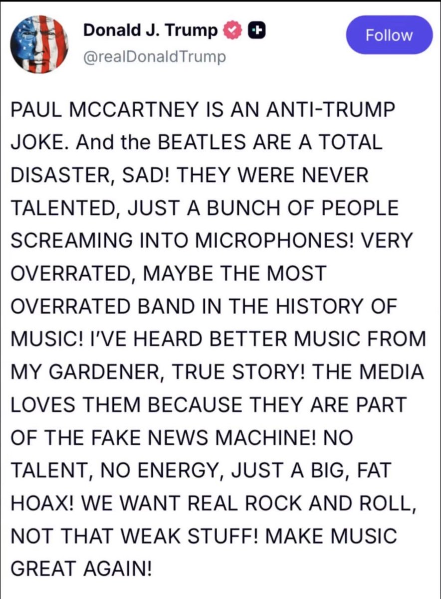 FarrowMia40582's tweet photo. Says the guy with no talent and no taste https://t.co/4sHLvhxAhE