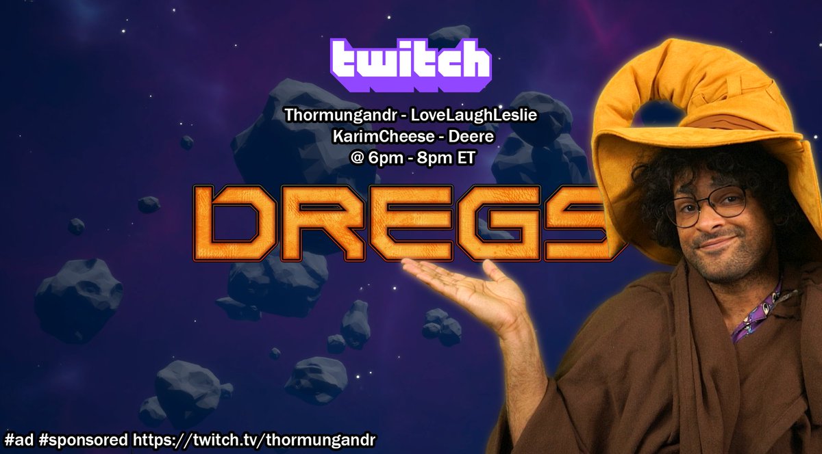 thormungandr's tweet photo. LIVE WITH FRIENDS! DREGS from @TM0_games

At 6pm ET/ join myself, @LoveLaughLeslie, @KarimCheese, @dearDEERE dive into chaotic space in this newly launched friendslop!

🔴https://t.co/teXE7VlUpO

#ad #sponsored #dregsgame https://t.co/sdiR2Uajjx