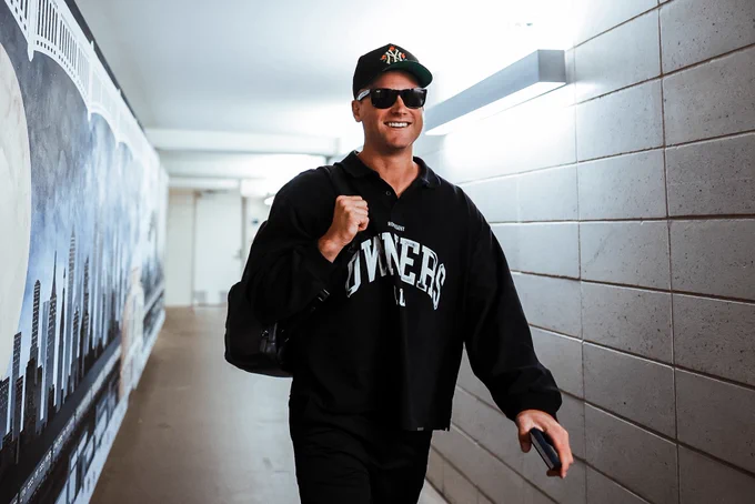 Max Schuemann arrives to Yankee Stadium.