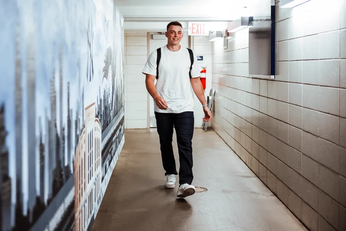 Ben Rice arrives to Yankee Stadium.