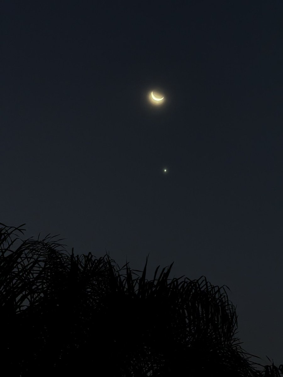 majogm's tweet photo. Salgan y miren qué linda la conjunción de la Luna y Venus. 😍 https://t.co/7QTzJrE3Ws