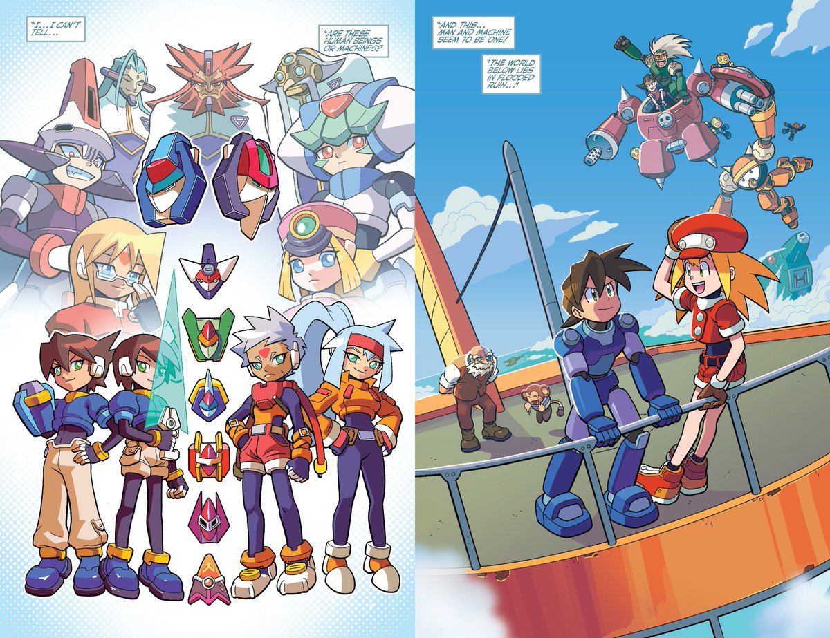 Corvinelle's tweet photo. Something that makes me overjoyed about Archie Mega Man's potential return is knowing how earnestly Ian wanted to develop these comics into an absolutely unforgettable series of stories that spans across the ages. You can FEEL the grandeur he had planned, from the art in issue 55 https://t.co/bHDKOVWlaY
