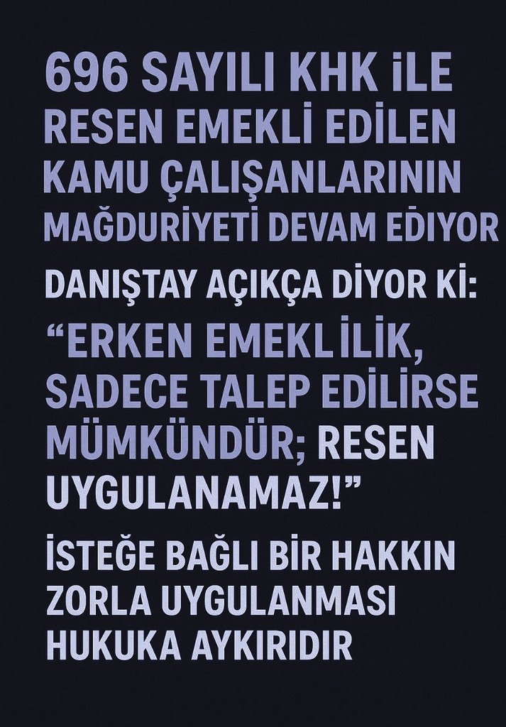 Hikmetnar19's tweet photo. #ZorunluEmekliyeİşeİadeHakkı 696 KHK  ile KAMUDA işçiler isteği dışında ZORUNLU EMEKLİ edildi. 03.03.2023 de bu hüküm kaldırıldıysa Yasal Bir Düzenleme ile İŞE İADEMİZİ İSTİYORUZ..
@RTErdogan @_cevdetyilmaz
@isikhanvedat 
@turkiskonf 
@eczozgurozel https://t.co/18EpCWBxvX