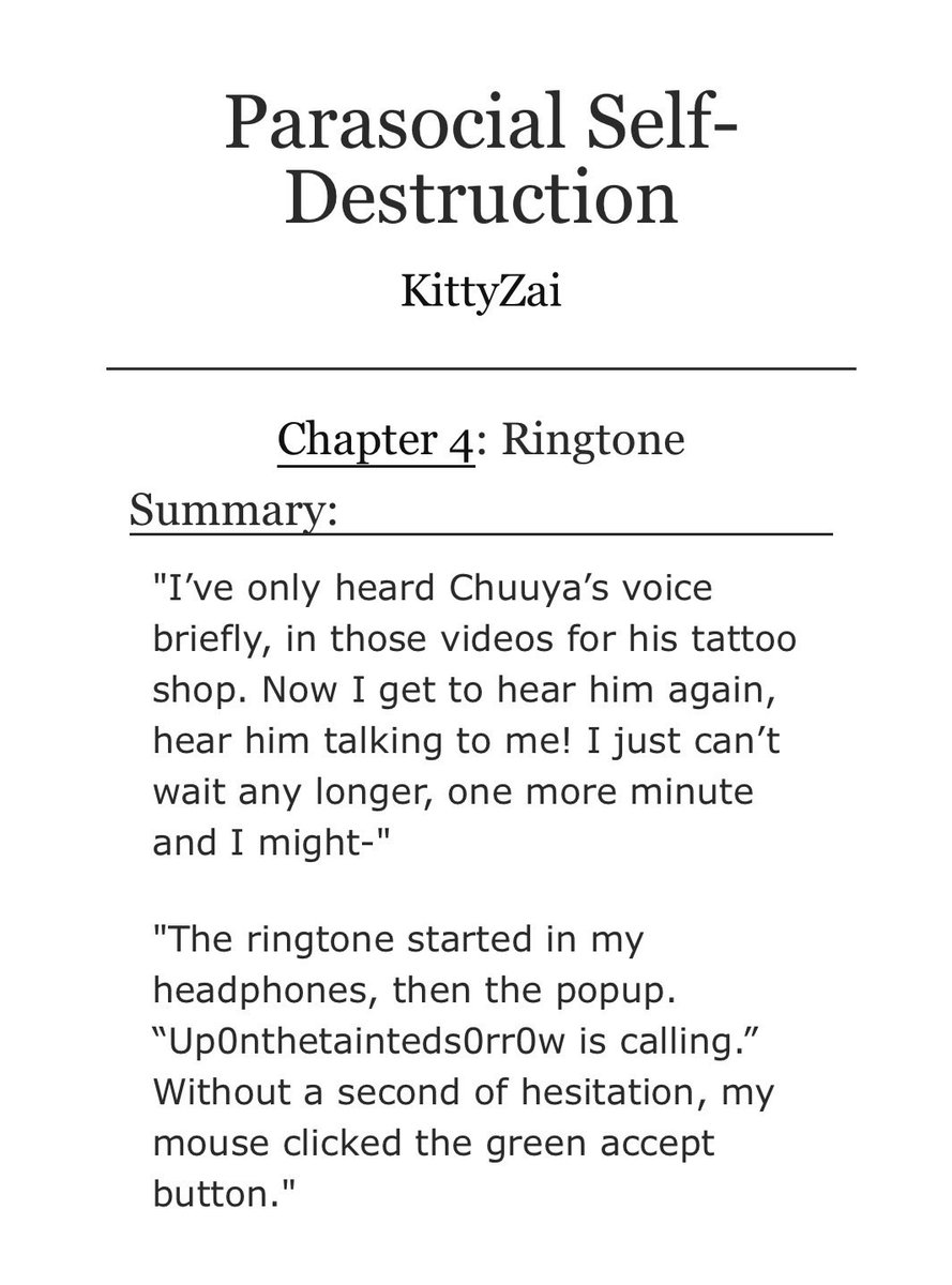 meowkiida's tweet photo. *:･ﾟ✧*:･ﾟ— New chapter!
#bsdtwt #fanfic #promotwt #soukoku 

Parasocial Self-Destruction , chapter 4
Soukoku, topchuu and bottomzai — *:･ﾟ✧*:･ﾟ

https://t.co/O4wEKOioFG https://t.co/GOPxxg0EDM