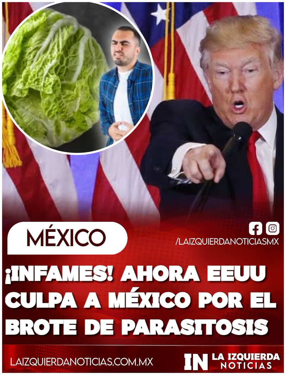 IzqNoticiasMx's tweet photo. ¡CÍNICOS! La FDA gringa vinculó un brote de ciclosporiasis con 1,645 casos confirmados en 34 estados a lechuga iceberg rallada de un proveedor mexicano usado por Taco Bell. Pero no mencionan que la empresa detrás es Taylor Farms, reincidente en brotes alimentarios, ni que la higiene de sus propios restaurantes está bajo sospecha. Como siempre, los yanquis buscan echarle la culpa a los mexicanos.