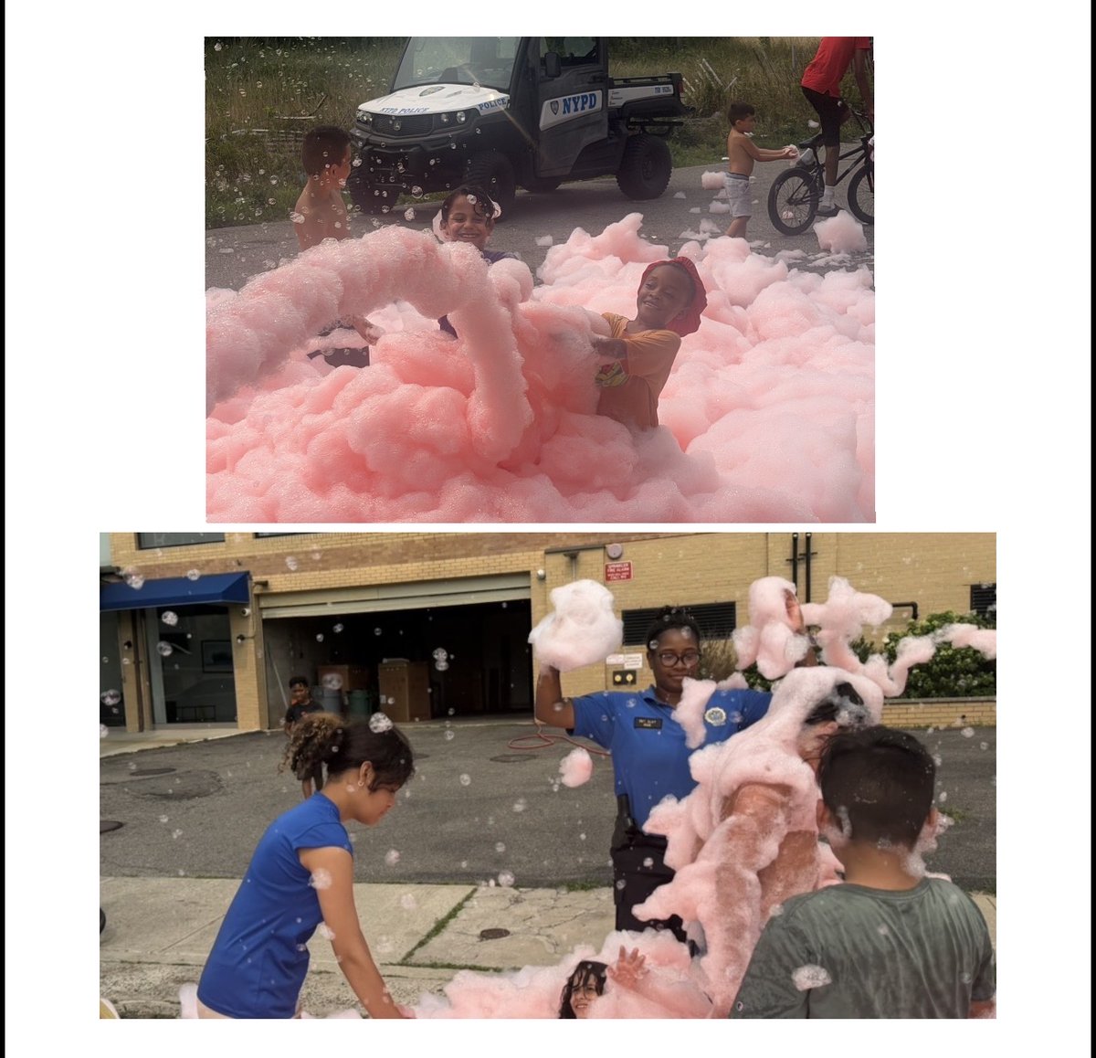 NYPD101Pct's tweet photo. 101 Community Affairs 🚨FOAM PATROL🚨 made its first stop at Beach 26 Street &amp; Seagirt Ave! 🎉Neighbors came out to enjoy foam, popcorn, games &amp; music. The afternoon was filled with community spirit &amp; we’d like to thank everyone who made our first Foam Patrol a success. 🫧😁🍿 https://t.co/Vzucy3aUwL