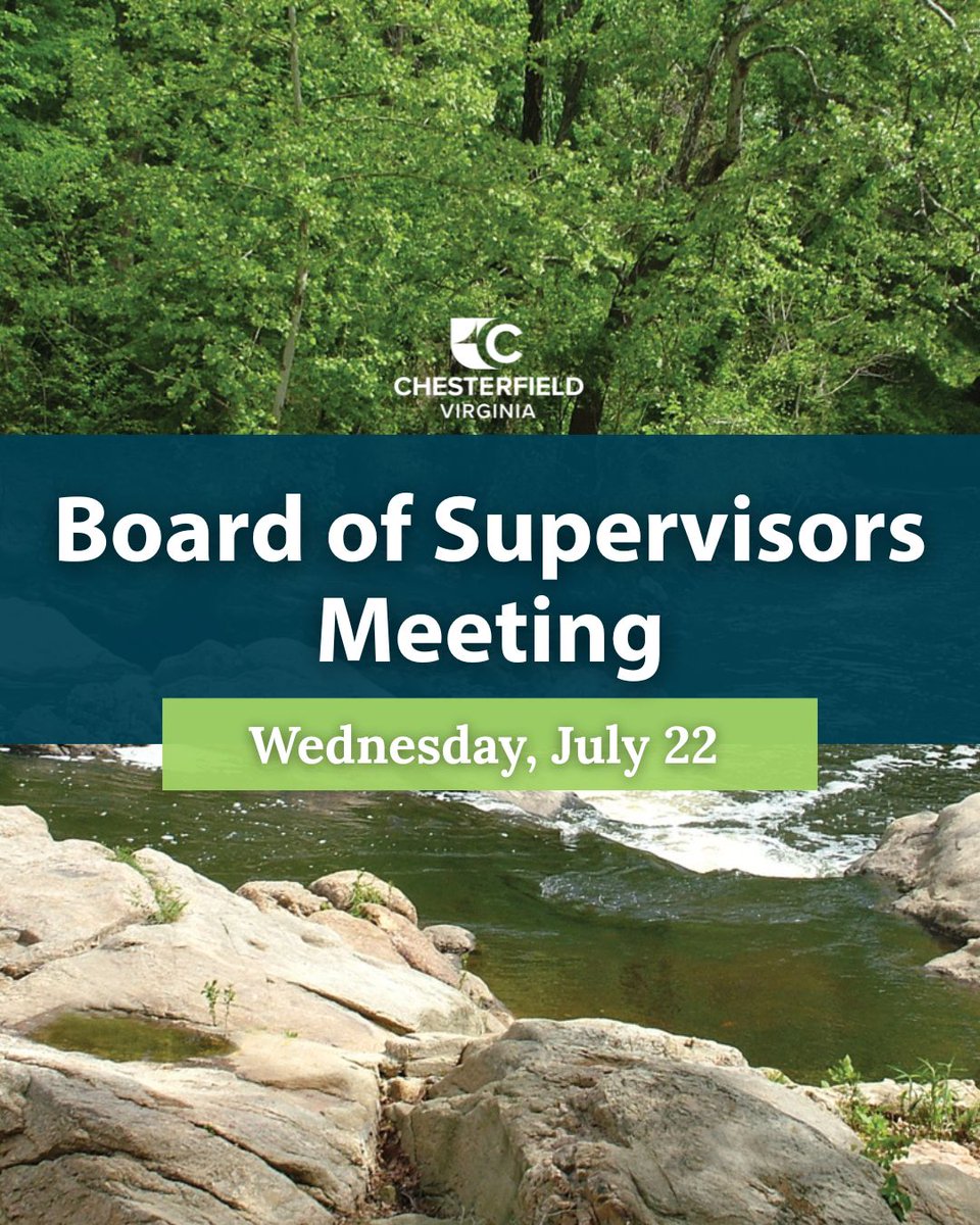 ChesterfieldVa's tweet photo. The Chesterfield County Board of Supervisors will meet Wednesday, July 22. Agenda highlights include an update on Shoosmith Landfill from the Virginia Department of Environmental Quality. 

More info: https://t.co/Bq2hivsZjK https://t.co/JsvjXRhdus