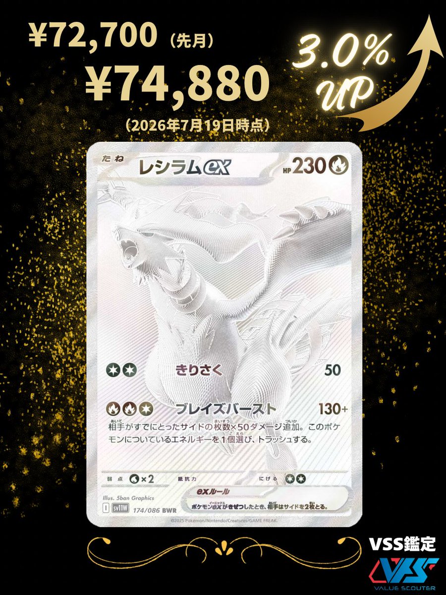 s*w様 レシラムex BWR ポケカ相場】レシラムex（BWR）｜ホワイトフレア ゼクロムex（BUR
