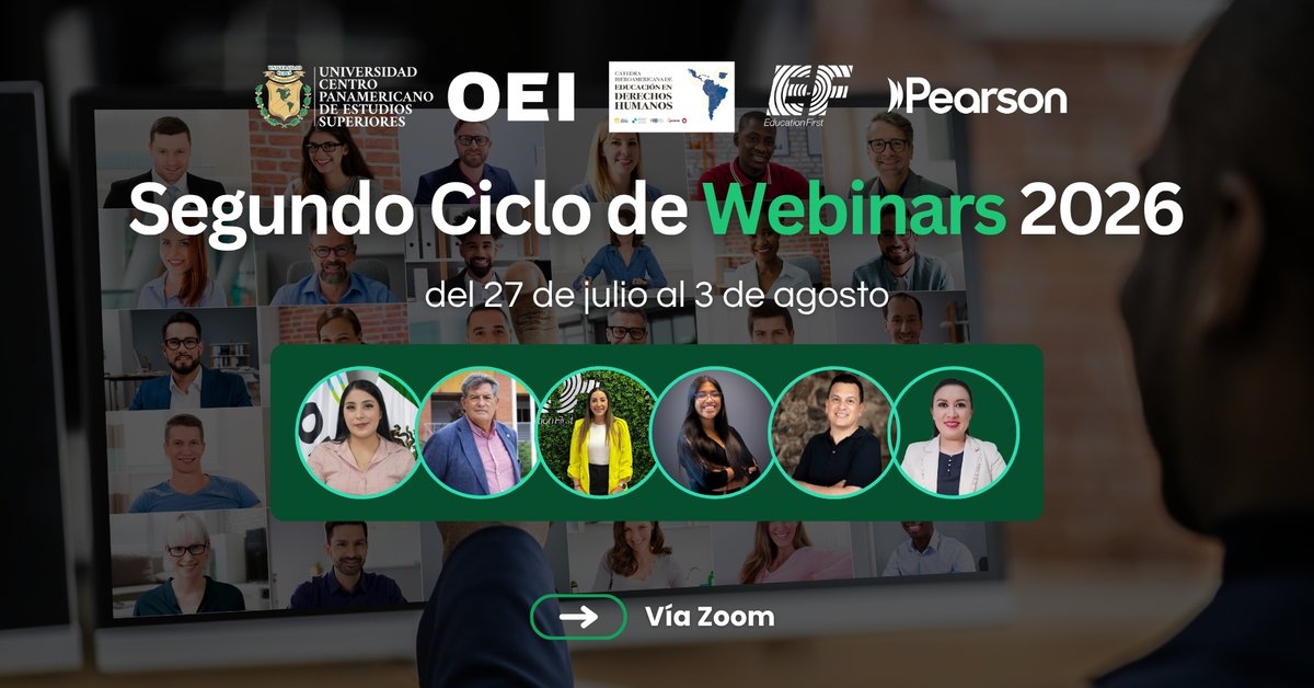 unicepesedumx's tweet photo. 🌎 Participa en el 2.º Ciclo de Webinars Gratuitos UNICEPES 2026. Del 27 de julio al 3 de agosto, con expertos de México, España y Honduras, y el respaldo de OEI, CIEDH, EF y Pearson. 🔗 https://t.co/umAlMBLW2N

#WebinarGratis #UNICEPES https://t.co/YEdFYSsidW