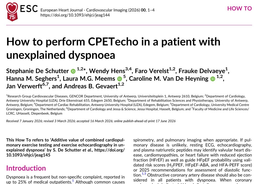 VerwerftJan's tweet photo. Great 🧵on how to perform combined #CPET and #ExerciseEchocardiography, and why integrating both provides substantially more diagnostic value than either test alone.
https://t.co/YTLKaQi1KS https://t.co/85t7wR0aBS