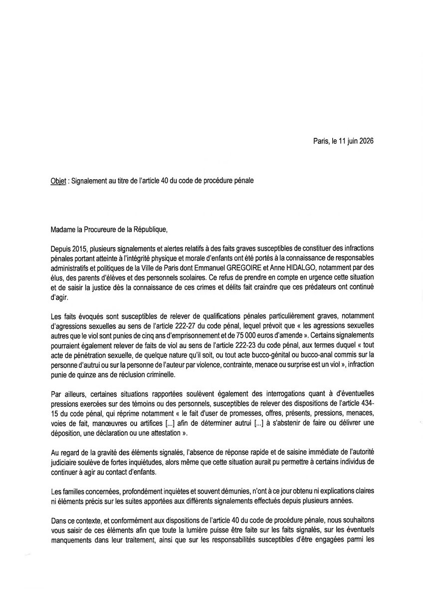 datirachida's tweet photo. ❌ Les familles veulent la vérité et la justice. Emmanuel Grégoire refuse d’apporter les réponses qu’elles sont en droit d’attendre sur les graves dysfonctionnements du périscolaire parisien. Nos saisines du procureur au titre de l’article 40 vont permettre de faire toute la lumière sur les faits. Personne ne peut fuir sa responsabilité pénale devant la douleur des familles.