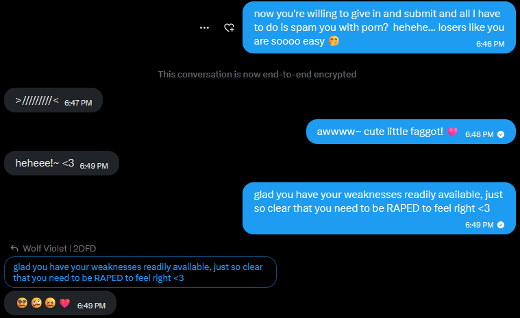 PawSubmitter's tweet photo. This sad pathetic RXPESLUT was so easy to defeat~
@VioletWolfMommy Invaded its dms and easily completely overpowered the sad little fxg~🤭
Now its account is Perma Invaded by ME.  For any slxt that wants the same treatment, I'm charging more next time~💋

#accountplay | #2dfd https://t.co/M20g13Uaj9