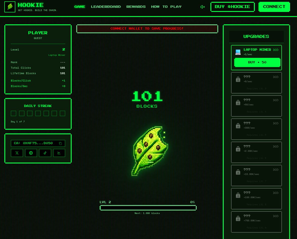hookiedotfun's tweet photo. 🎮 Think you've got the fastest fingers on Robinhood Chain?

Start clicking, climb the leaderboard, and drop your highest score in the comments. 👇

Let's see who becomes the first true Chain Builder.

🟢 Get Hooked. Build the Chain. https://t.co/m8BJNlsarY