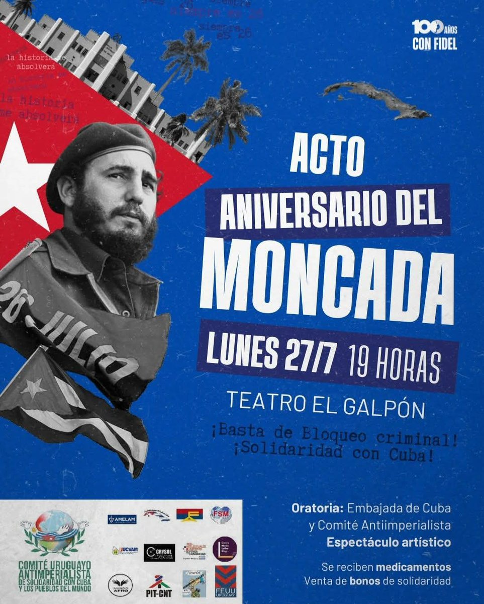 UyCubacoopera's tweet photo. #100AñosConFidel “El mundo ha sido solidario con Cuba y por eso Cuba se siente cada día más y más solidaria con todos los pueblos del mundo (... ) y Cuba sabe que con esa solidaridad continuará luchando y continuará resistiendo”. #UnidosXCuba 
#CubaNoEstáSola https://t.co/nel1slze5L