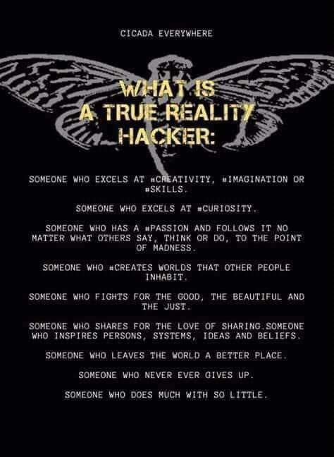 HiveMind3301's tweet photo. What is a reality hacker?
#Cicada3301 #ProjectMayhem https://t.co/C7ztBo7T0T