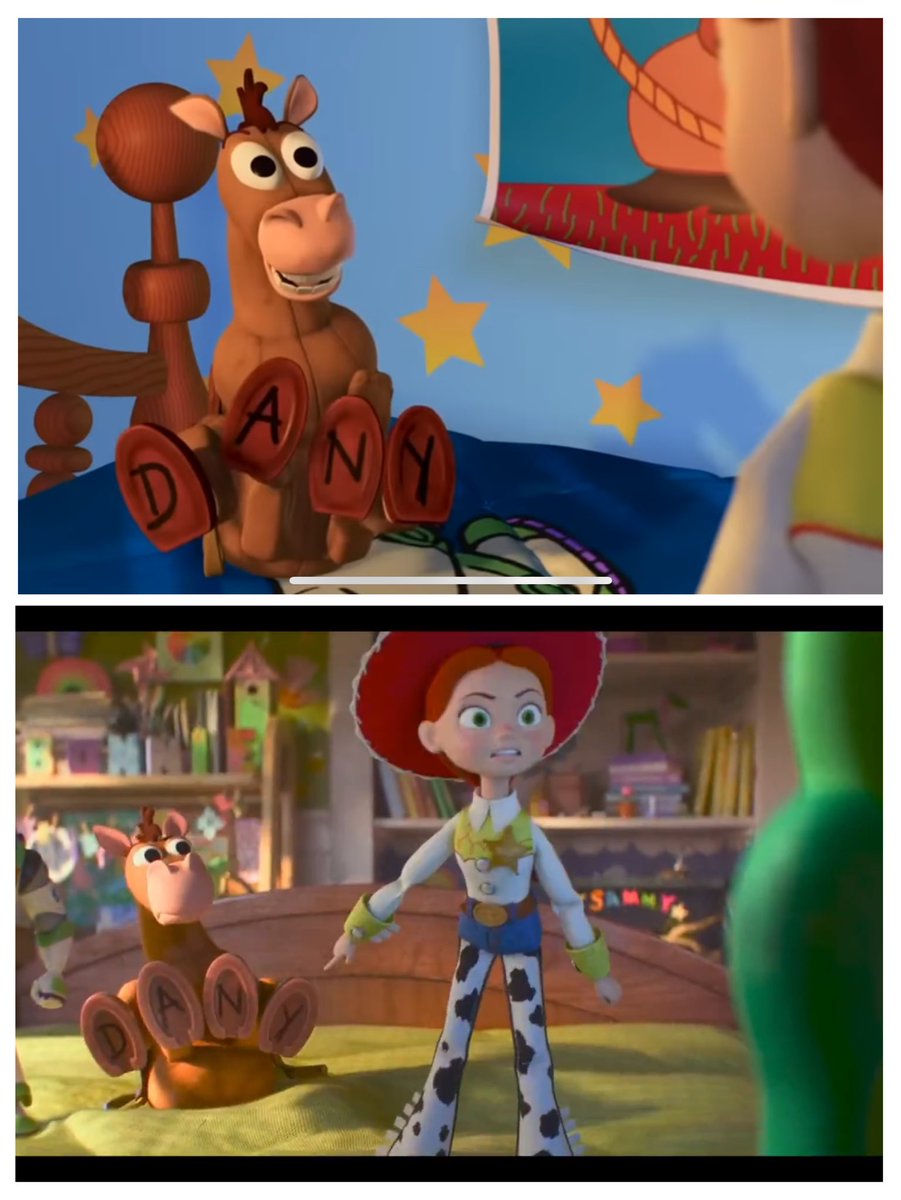 Kenneth_pixar's tweet photo. In Toy Story 5 when Jessie confronts Lilypad , Bullseye first spells Dany instead of Andy before fixing it just like in Toy Story 2! #toystory5 #toystory #pixar #disney #toystory2 https://t.co/y8QWdR1dJf