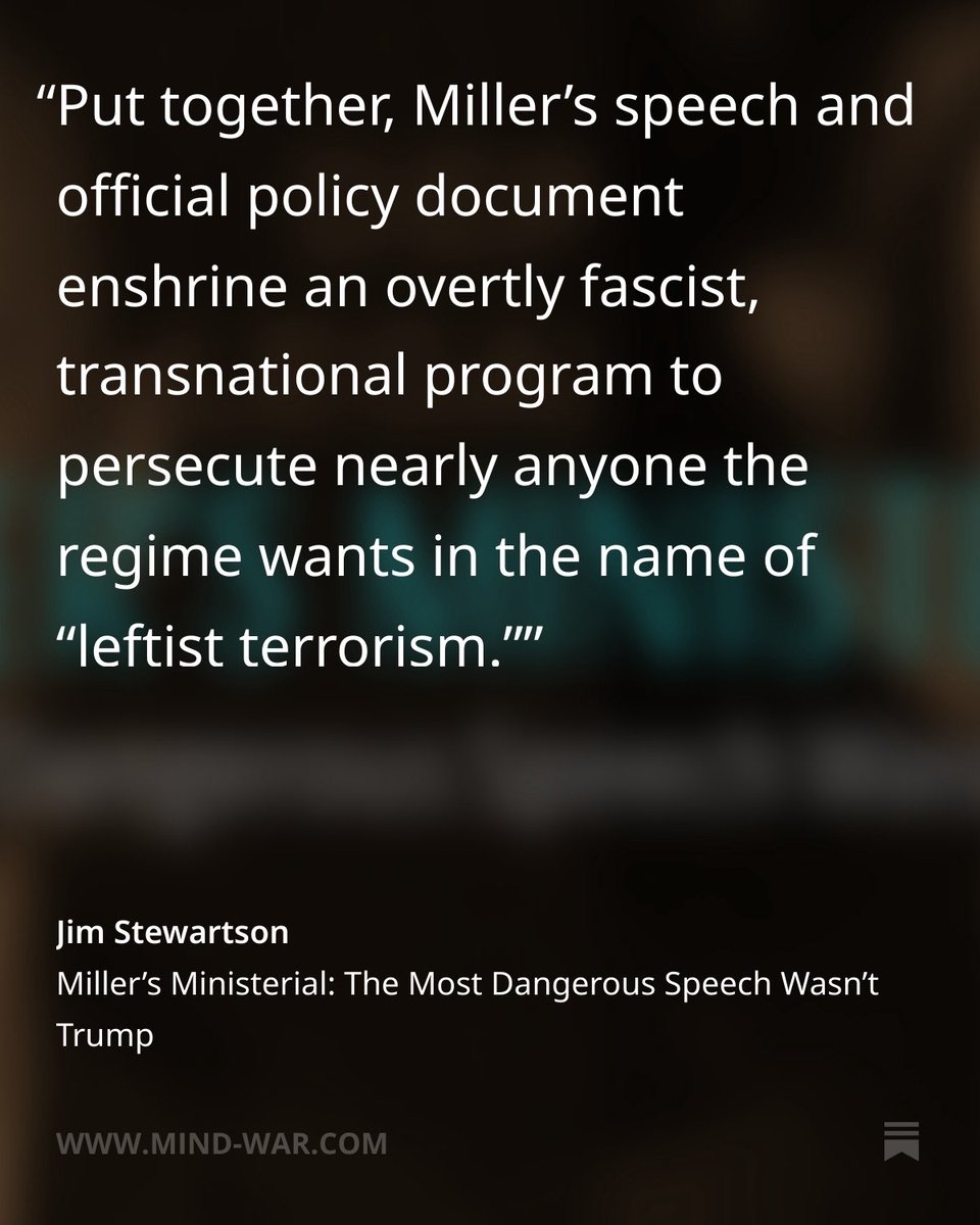 jimstewartson's tweet photo. NEW: Thursday, while everyone focused on Trump’s election denial, Stephen Miller was giving an even more dangerous speech—a program plagiarized from his apparent idol Joseph Goebbels.

Goebbels had Jews and communists. Miller has immigrants and “Antifa.”

Link below. https://t.co/9UA1UHBuGt