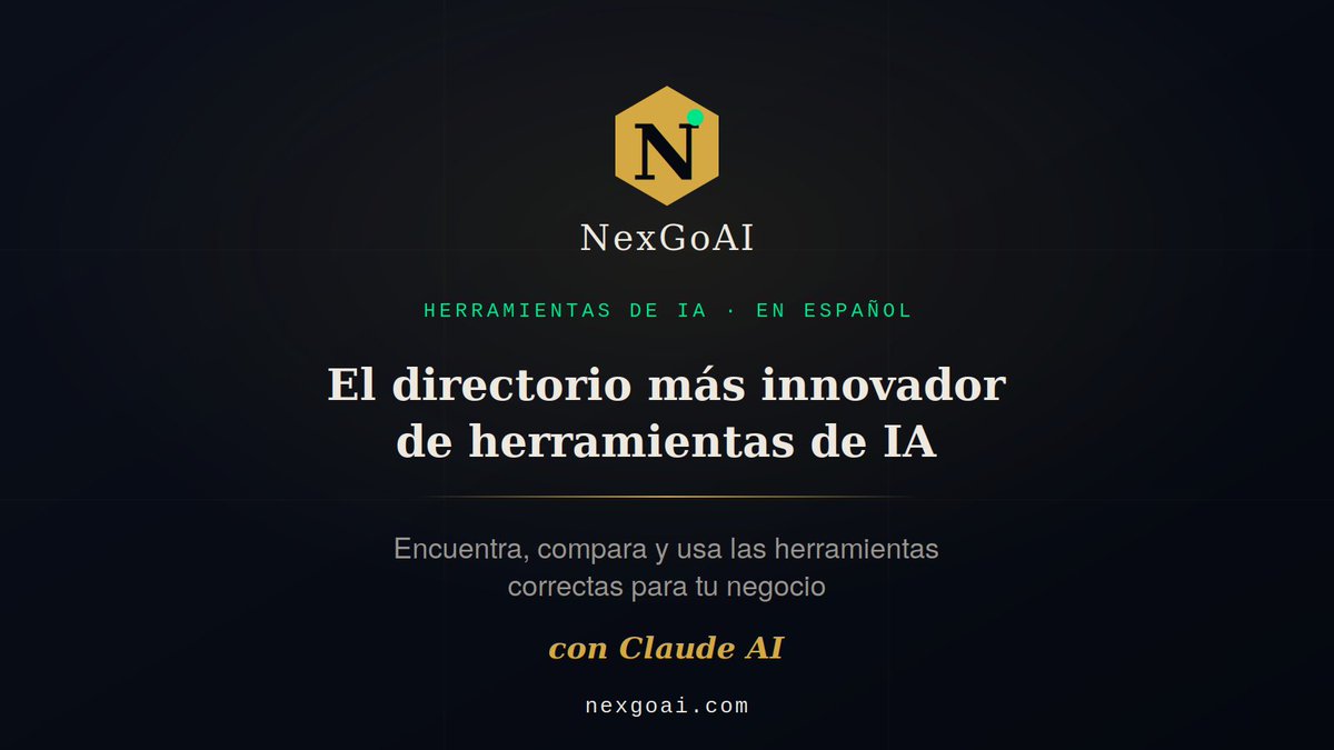 NexGoAI's tweet photo. El directorio más innovador de herramientas de IA. Encuentra, compara y usa las herramientas correctas para tu negocio — con Claude AI 🤖

En español, para emprendedores hispanos 🌎

👉 https://t.co/2ZbJRCWpas

#InteligenciaArtificial #IA #Emprendedores #HerramientasIA https://t.co/e4Tboo0WEG