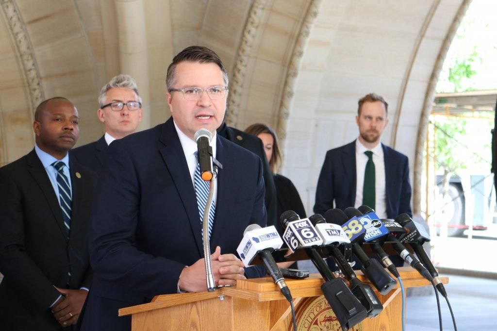 compujeramey's tweet photo. Milwaukee City Attorney Evan Goyke is not backing down from the Trump administration. Goyke says the city's mask ban for law enforcement is legal and enforceable. https://t.co/0dAYU8T7hc