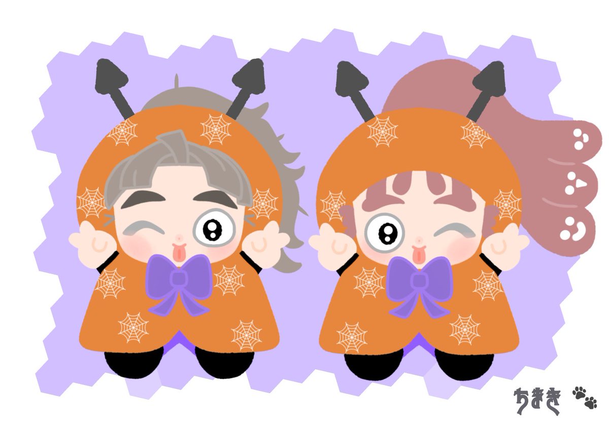 cmk__3's tweet photo. 去年のハロウィン絵をリメイク再掲🎃👻
ウィンク左右ちゃん😚 https://t.co/572empfHwc