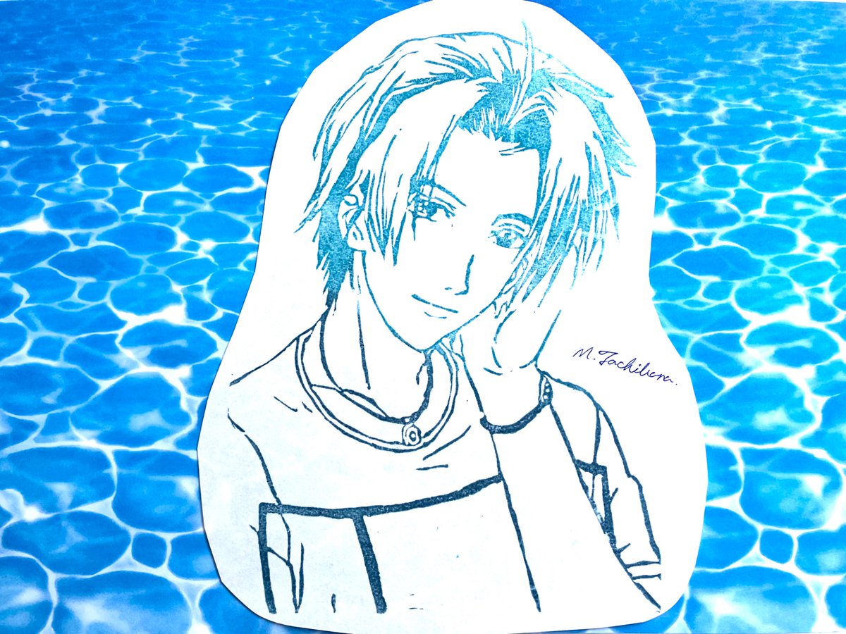 Megane_Megamori's tweet photo. 瑛くん、お誕生日おめでとう🎉

朝の海と高校生の男の子
その男の子が抱える内面と、海の深さの青
時折主人公だけに見せる、優しい眼差し
それらを表現してみました

ミニキャラ共に、彼こだわりの髪型が難しかったです...

#佐伯瑛誕生祭2026
#佐伯瑛生誕祭2026
#消しゴムはんこ https://t.co/8B3zlF6IUg