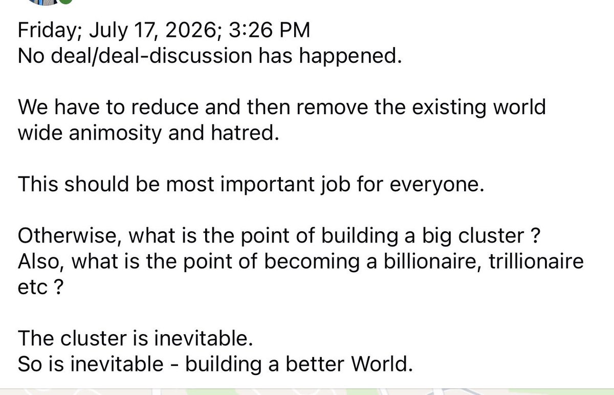 arun_das1's tweet photo. Friday; July17, 2026; 3:26PM
Building a better world - most important
#democrats #WhiteHouse #CISA #IRS #SECGov #FTB #FTC #USPTO #Harvard #NASA #ABC #NBC #PBS #MSNBC #CNBC #CNN #Bloomberg #CES #India #TimesofIndia #ABPNews #ZeeTV #TVAsia #SonyTV #Olympics #CERN #UnitedNations https://t.co/4MQXLSbfH8