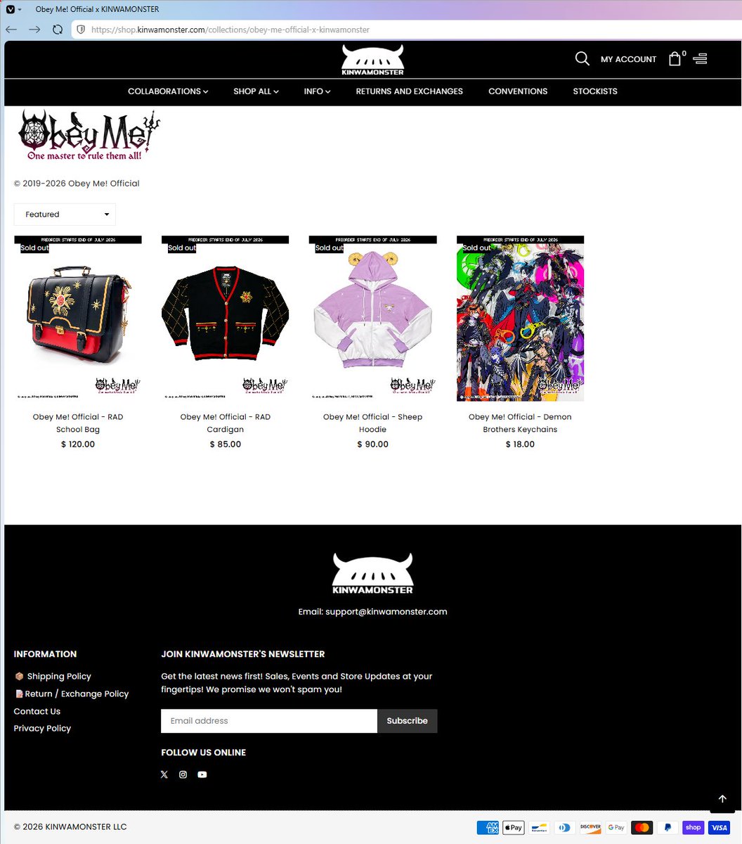 om_memo_etc's tweet photo. KINWAMONSTER x Obey Me! コラボアイテムについて：

📝製品ページが公開。サイズ等確認可（予約開始前）
https://t.co/GTEHwaDx0l

📝KINWAMONSTERさんは北米・英国・EU向けに予約受付・発送予定、アジア・中東・オセアニアはおべいみー公式の案内待ちとのこと。

#KINWAMONSTER #ObeyMe #おべいみー https://t.co/2yJpFtUYzg