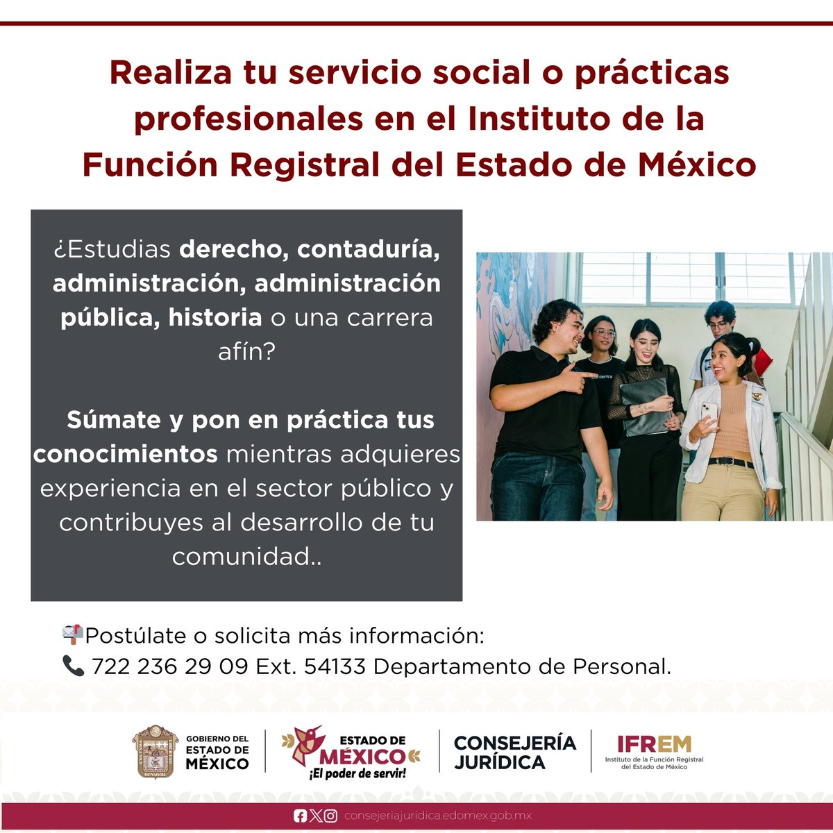 IFREM_GEM's tweet photo. ¿Estudias y buscas liberar tu servicio social o prácticas profesionales?
 En el IFREM puedes adquirir experiencia, fortalecer tus conocimientos y contribuir al servicio público.
 📚✨
#ServicioSocial #PracticasProfesionales #Educación #IFREM https://t.co/BQi9w26hll