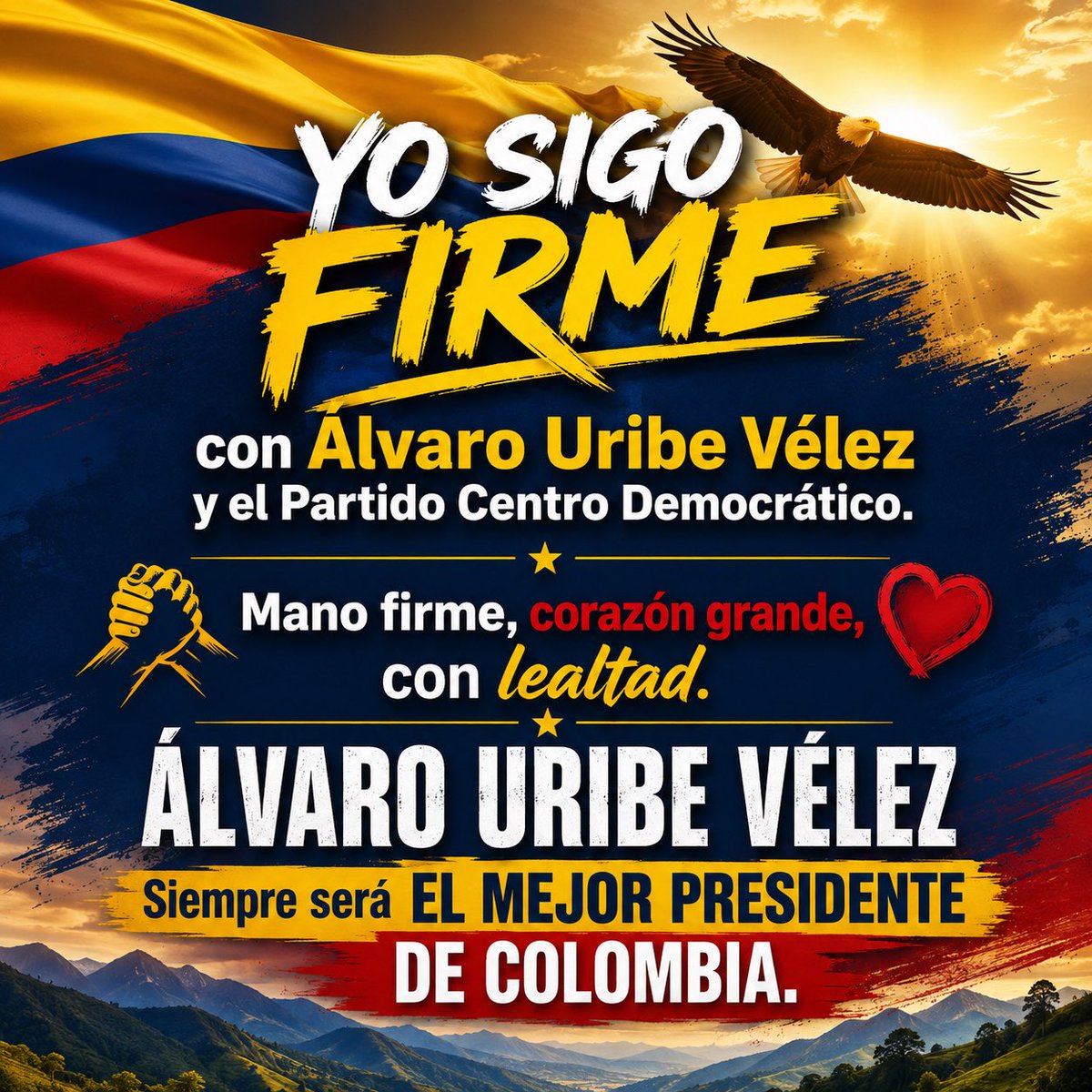 AlejandraCifR's tweet photo. Si usted también apoya al que considera el mejor presidente que ha tenido Colombia, comparta esta imagen. 🇨🇴

¡Firmes con @AlvaroUribeVel y con el @CeDemocratico! https://t.co/YBIdpzcItA