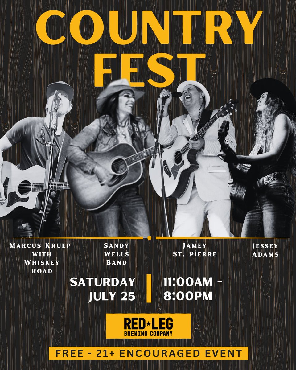 redlegbrewco's tweet photo. Red Leg's Country Fest is on Saturday, July 25th! It’s a FREE, 21+ encouraged event, so round up the crew, bring your own lawn chair, &amp; settle in for a day of great country music. From 11am to 8pm, we’re bringing you FOUR incredible acts, back-to-back, on one epic lineup. https://t.co/FJp8JO4ZbD