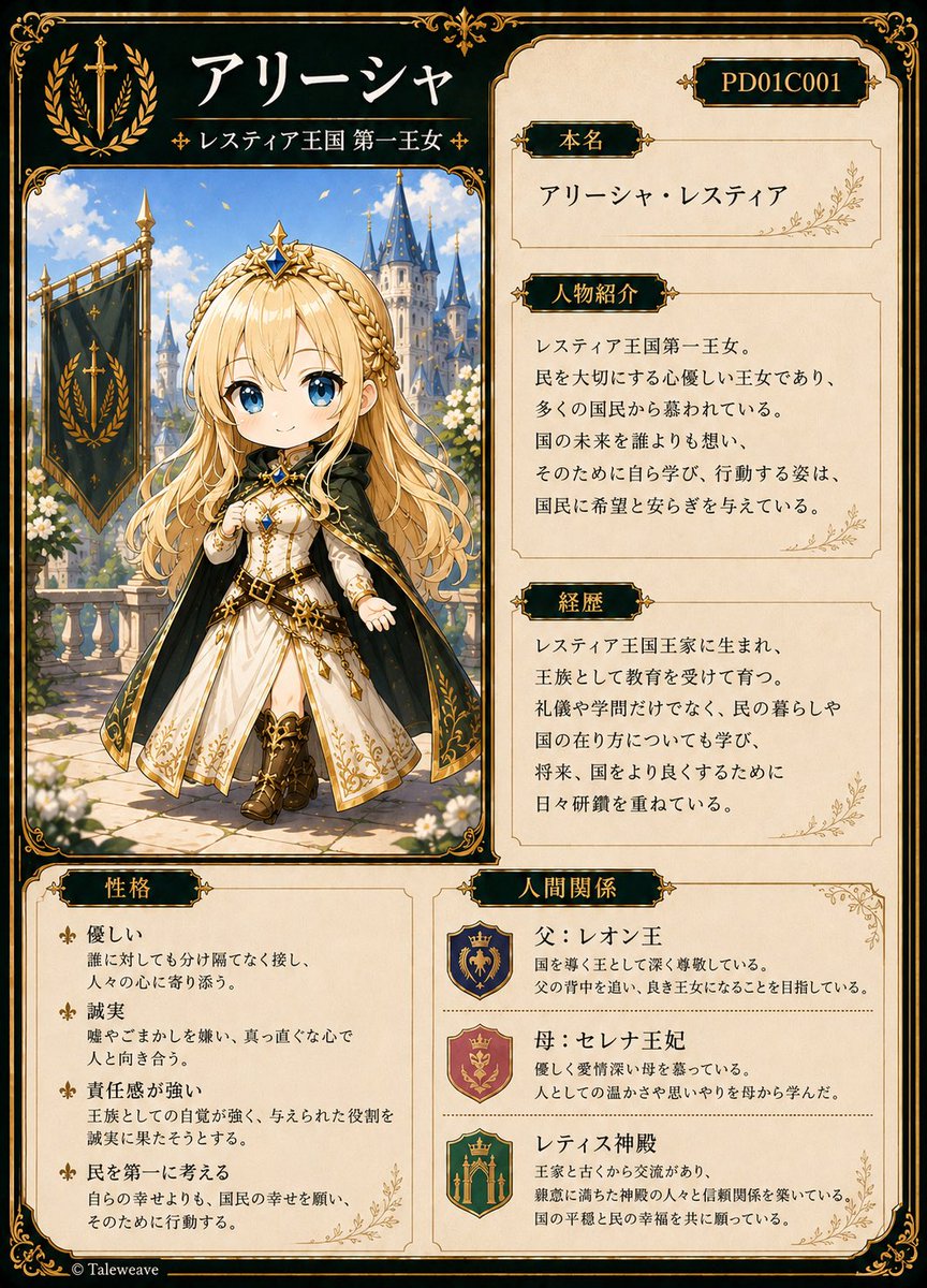 TaleweaveJP's tweet photo. 魔召戦記のキャラカ(キャラクター・カード)!
参加者の皆様にはこちらとインベントリ・カード、プロット・カードをお渡しします。
ゲーム中に取り扱うデータは少ないです。
#魔召戦記
#Taleweave https://t.co/8tbX30lWgb