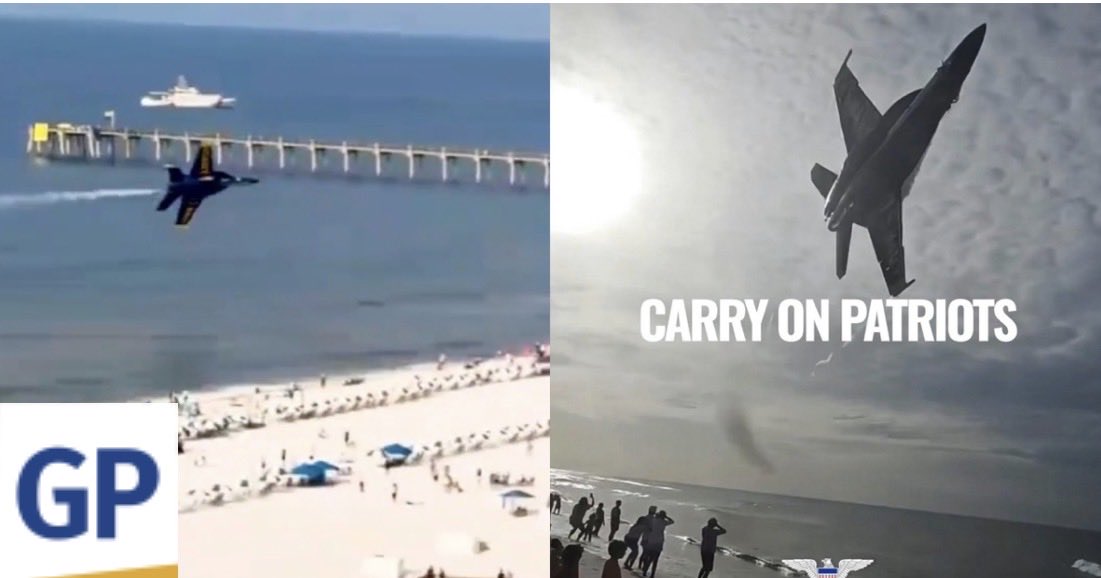 gatewaypundit's tweet photo. UPDATE: “That’s the sound of Freedom!” – Blue Angels Pilots Who Performed Epic Low Flyover at Pensacola Beach Cleared After Investigation, Navy Sec Says (VIDEO)

Link in the comment section. https://t.co/7O7KX5gRvi