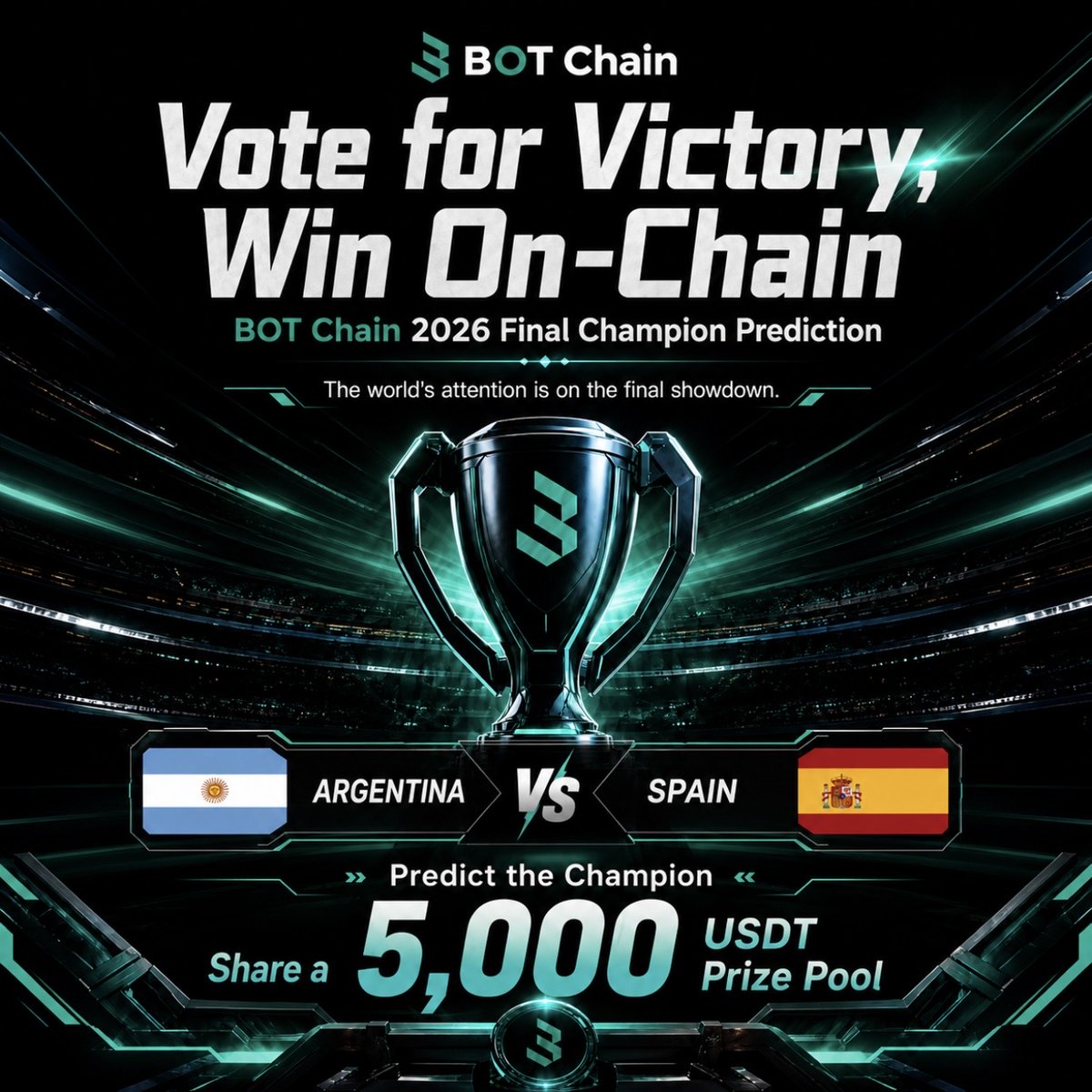 BOTChain_ai's tweet photo. 🇦🇷 Argentina or 🇪🇸 Spain?

Vote for your champion and compete for a share of the 5,000 USDT prize pool before voting closes.

👇 Make your pick 
🔗 https://t.co/oA7zDJPuQ7