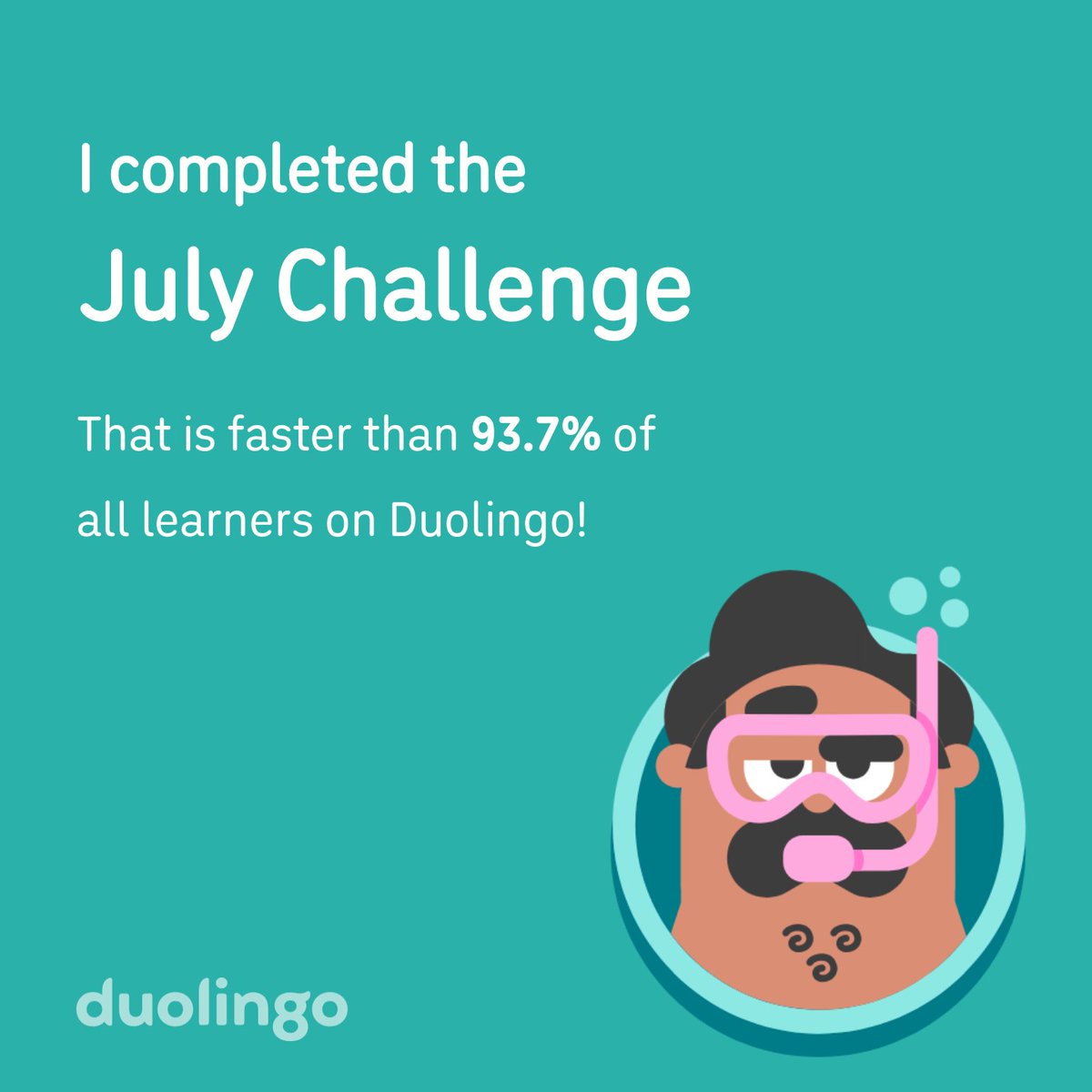 PtahpNotchImage's tweet photo. I completed the July challenge faster than 93.7% of all learners on Duolingo! https://t.co/S2rhkSWqGx
