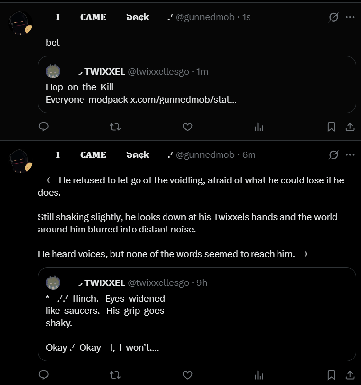 gunnedmob's tweet photo. ⠀
⠀https://t.co/UhsEJNfC00
⠀the two sides of twixxel n mob duo https://t.co/6GyIcjj6ny
