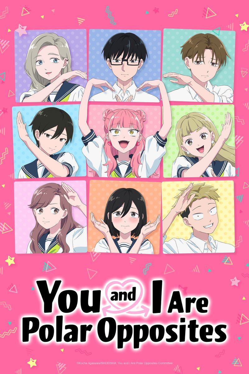 Crunchyroll's tweet photo. The English dub of You and I Are Polar Opposites Season 2 begins tomorrow! 💕

✨ CAST &amp; CREW: https://t.co/aBfHy3ehqS https://t.co/YBH8Ssb5X1