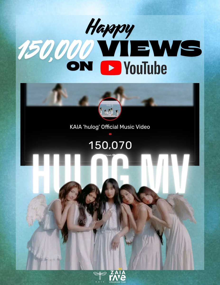 zaiaraveteam's tweet photo. 150,000 VIEWS AND COUNTING!

HULOG MV has officially reached 150K views on YouTube! ✨

A huge thank you to everyone who streamed with us on rave. Every single view means so much and every view counts!

Keep streaming HULOG on YouTube! 🪽
#hulogbykaia #KAIA #KaiaRaveParty #ZaiaRaveTeam