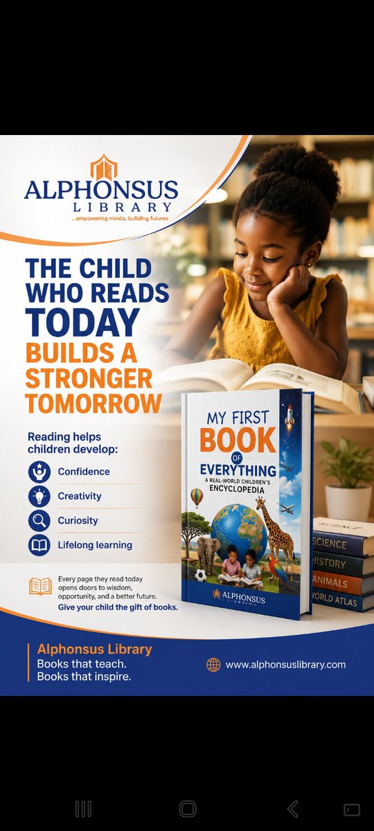 Alphonsus_lib's tweet photo. 📚 SATURDAY PARENT CORNER | ALPHONSUS LIBRARY

The child who reads today builds a stronger tomorrow.

Reading helps children become:
✅ Confident
✅ Creative
✅ Curious
✅ Ready for the future

Books do more than entertain. They build language, imagination, and a lifelong love https://t.co/QLA8fdXkHu