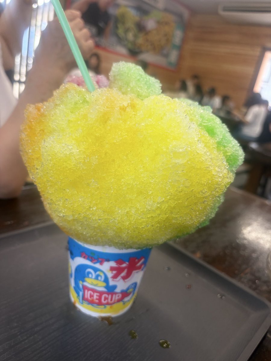 Lia43980437's tweet photo. 旦那方の法要が終わったあとにみんなで百姓うどん行って「よっしゃー！！」の人に会ってきました😊
大きさによって声の張り具合違うので、タワーで頼んだら全力できます（笑

ちなみに、かき氷は330円のミニミニカップでこの大きさなので初めて頼む皆さんご注意ください（笑）
#百姓うどん https://t.co/cDzk60AY1E